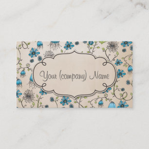 Elegante Muster-Blumen blau/Beige Visitenkarte