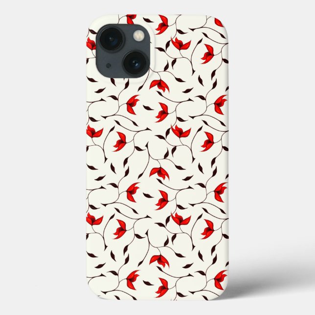 Elegante Muster Rote Blume Case-Mate iPhone Hülle (Rückseite)