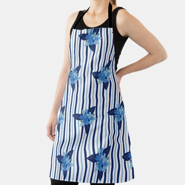 Elegante Muster Streifen monochromatisch blau Schürze (InSitu)
