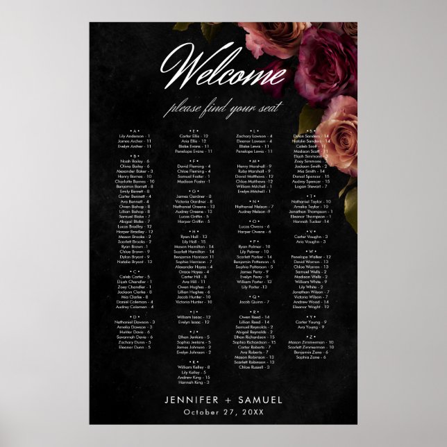 Elegante Mutes Rost Burgundy Blumensitze Poster (Vorne)