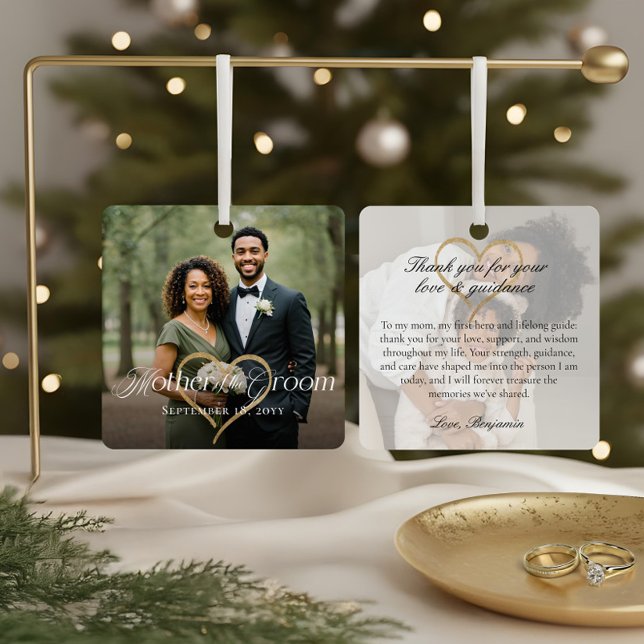 Elegante Mutter des Groom Foto Memory Keepake Ornament Aus Metall (Elegant Mother of the Groom Photo Memory Keepsake Metal Ornament)