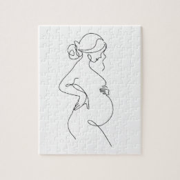 Elegante Mutter: schwangere Frauen Linie Kunst