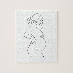 Elegante Mutter: schwangere Frauen Linie Kunst