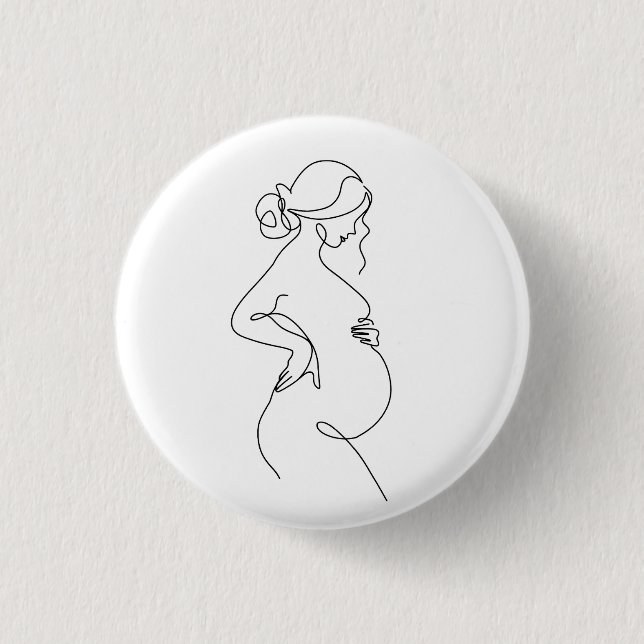 Elegante Mutter: schwangere Frauen Linie Kunst Button (Vorderseite)