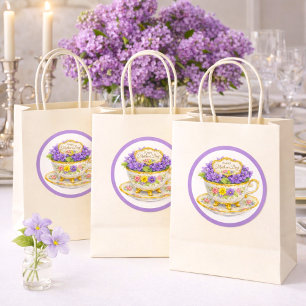 Elegante Muttertags-Teetasse & violette Veilchen Runder Aufkleber