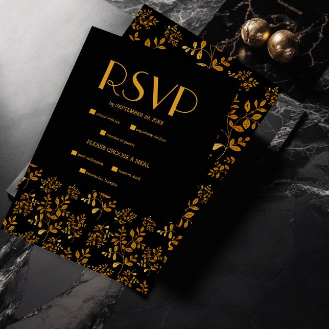 Elegante mystische Black Gold Clouds Moon Wedding RSVP Karte (Von Creator hochgeladen)