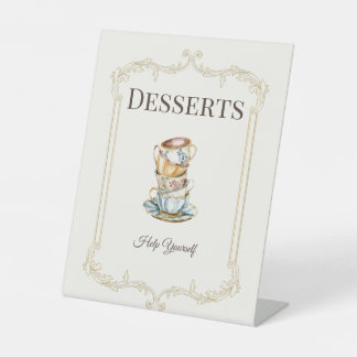 Elegante Nachmittags-Tea-Brautabschieds-Dessert-Ta Sockelschild
