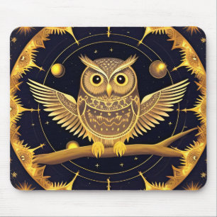 Elegante Nacht-Eulen-Illustration Mousepad