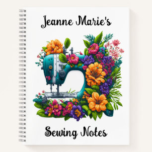 Elegante Nähmaschine Tropische Blume Schneiden Notizbuch
