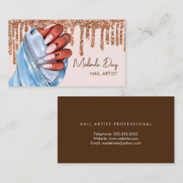 Elegante Nail Artist Designer Salon Imitate Glitze Visitenkarte