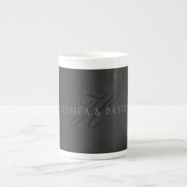 Elegante Namen und Monogramm | Dunkle und helle Gr Prozellantasse
