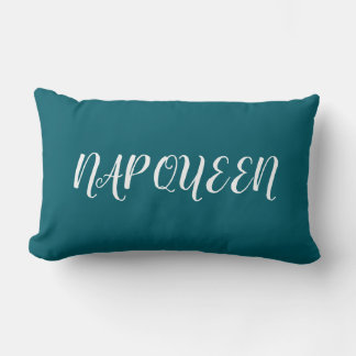 Elegante Nap Queen Schrift Teal Kissenbezug  Lendenkissen