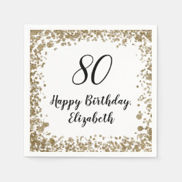 Elegante Napkins zum 80. Geburtstag mit Goldrägen Serviette