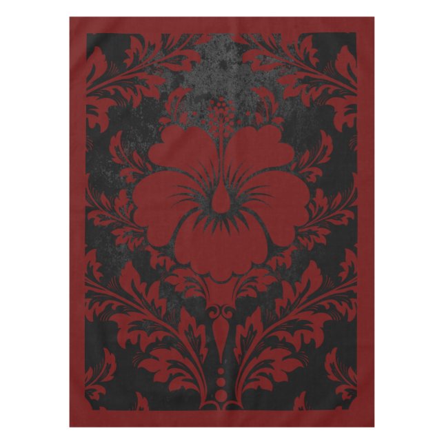 Elégante nappe damassée rouge et noir élégant (Devant)