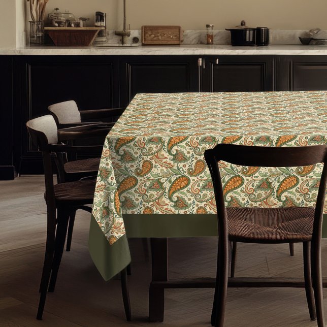 Elégante nappe de Boho avec conception de Paisley  (Elegant Boho Tablecloth with Paisley Swirl Design)