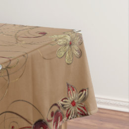 Elégante nappe en coton Rouge/Argent/Or