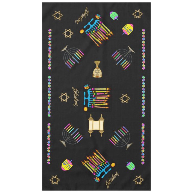 Élégante nappe Hanoukka Chanukah (Devant)