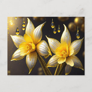Elegante Narzissen mit goldenen Akzenten, Ostern  Feiertagspostkarte