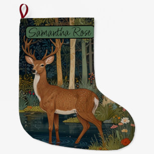 Elegante Natur rustikale Waldwälder Hirsche Großer Weihnachtsstrumpf