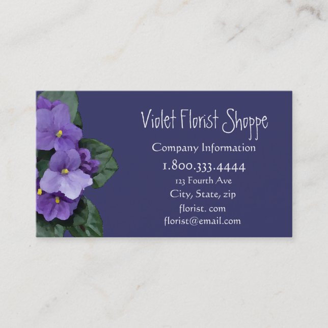 Elegante Nature Blume Afrikanische Violettszene Pf Visitenkarte (Vorderseite)