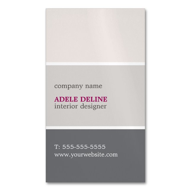Elegante natürliche Farbe Stripes Innenarchitekten Magnetische Visitenkarte (Vorderseite Vertikal)