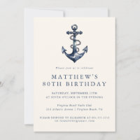 Elegante Nautical Anchor Erwachsene Party Einladun