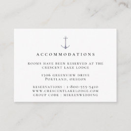 Elegante Nautical Anchor Hochzeitsunterkünfte Begleitkarte