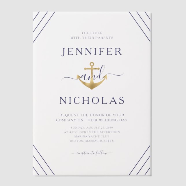 Elegante Nautical Anchor Wedding (Vorderseite)