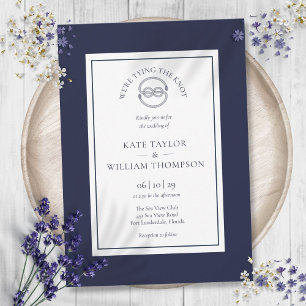 Elegante Nautical Bying The Knot Navy Blue Wedding Einladung