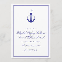 Elegante Nautical Clean Monogram Save the Date Car