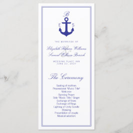 Elegante Nautical Clean Wedding Program Rackkarten Programm