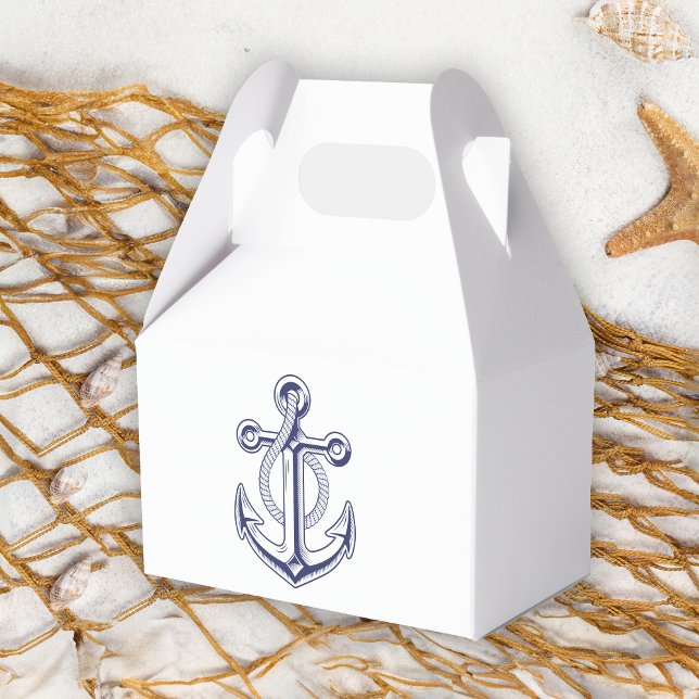 Elegante Nautical Navy Blue Anchor Wedding Party Geschenkschachtel (Von Creator hochgeladen)