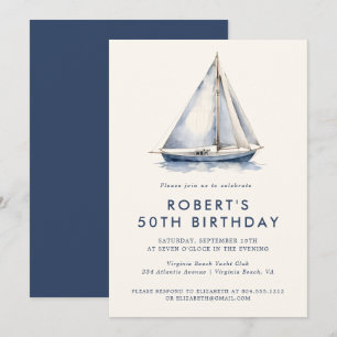 Elegante Nautical Sailboat Erwachsene Party Einlad Einladung