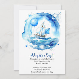 Elegante Nautical Watercolor Boy Baby Shower Einladung