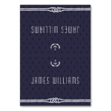 Elegante Nautical Wedding Platzkarten Blue Anchors