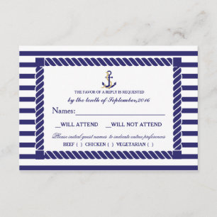 Elegante Nautical Wedding RSVP Card