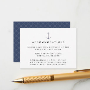 Elegante nautische Anker-Hochzeitsunterkünfte Begleitkarte
