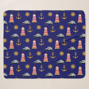 Elegante nautische Icons auf Navy Blau Sherpadecke
