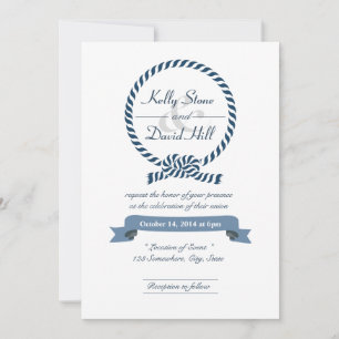 Elegante nautische Seilring-Hochzeitseinladungen Einladung