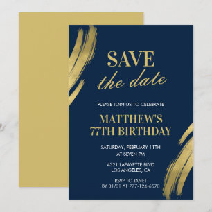 Elegante Navy 77. Geburtstag Save-the-Date  Einladung