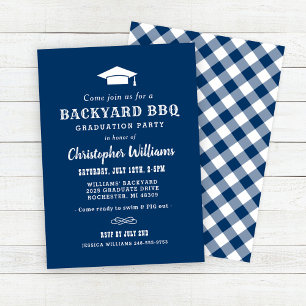 Elegante Navy-Backyard-Grillparty zur Abschlussfei Einladung