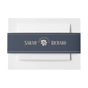 Elegante Navy-Blau Florale Rustikale Wildblumen-Ho Einladungsbanderole