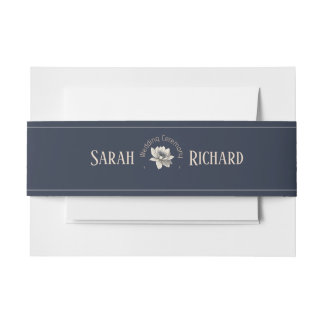 Elegante Navy-Blau Florale Rustikale Wildblumen-Ho Einladungsbanderole