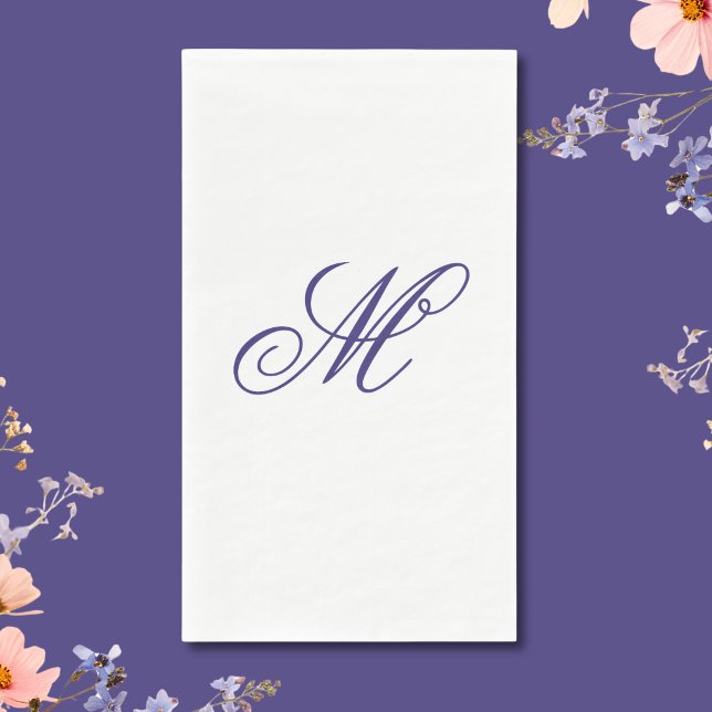 Elegante Navy-Blau-Monogramm-Initiale  Serviette (Von Creator hochgeladen)