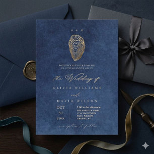 Elegante Navy-Blau-Ozean-Hochzeit Einladung
