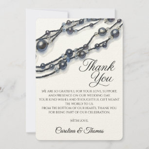 Elegante Navy-Blau-Perlen-Wasserfarbe-Moderne-Hoch Dankeskarte