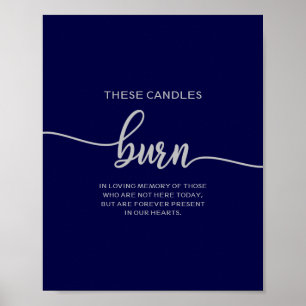 Elegante Navy Blau Silber Diese Kerzen Brennen Poster