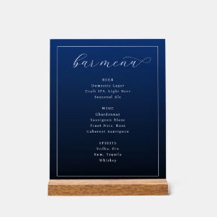 Elegante Navy-Blau-Typografische Bar-Speisekarte Acrylschild