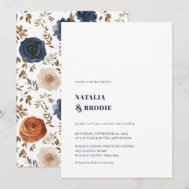 Elegante NAVY BLAU und Blumenzwiebeleinladung Einladung