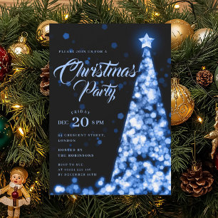 Elegante Navy Blau Weihnachtsbaum Urlaub Einladung